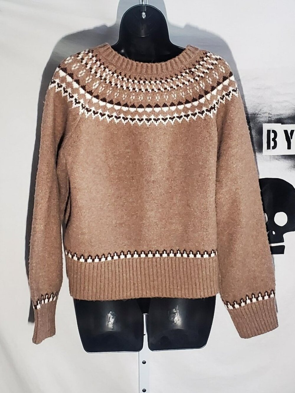 Sincerely Jules Brown Knit Fair Isle Cardigan NWT sz XL - Picture 5 of 16